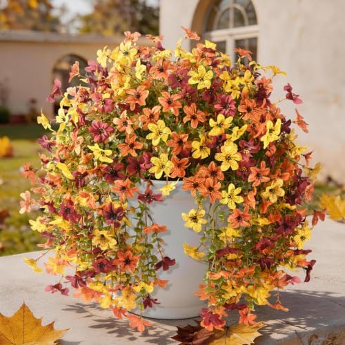 Homsunny Artificial Fake Mums Fall Flowers for Outdoor Decoration - Image 3