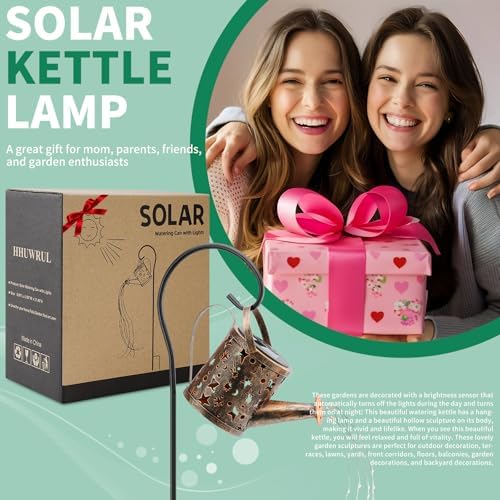 Solar Watering Can Lights Outdoor，Metal Hanging Garden Decor, Waterproof Solar Powered Lights for Patio, Lawn, Yard，Cute Outdoor Decoration for Mom, Grandma, Lady，Perfect Birthday Gift - Image 2