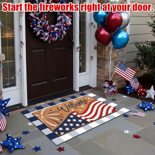 Drydiet Welcome Door Mat Outdoor, American Flag Front Door Rug Non Slip - Image 5