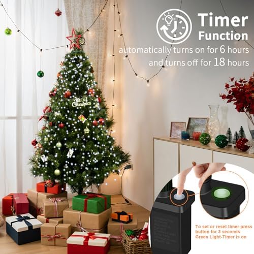 BOLWEO Christmas Tree Lights 280LED 8 Lines 8 Modes for 6ft-7ft Tree, UL Certified Indoor/Outdoor Christmas Decorations 8 * 6.6ft Drops Cool White - Image 5