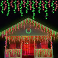 YEGUO 33ft 400 LED Red and Green Icicle Lights Outdoor Waterproof, 80 Drops Icicle String Light Connectable, 8 Modes Icicle Christmas Lights with Memory Timer by YEGUO