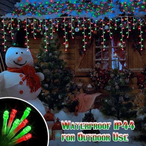 Toodour Red & Green Christmas Icicle Lights, 29.5ft 360 LED Icicle Lights, 8 Modes, 60 Drops, Window Curtain Led Christmas Light, Icicle Twinkle Light for Eaves, Party, Wedding, Xmas Decorations - Image 7
