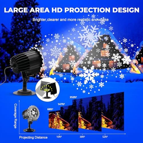Snowflake Projector Lights Outdoor,9Watts Super Brighter,Snowfall Lamp Night Light Projection,LED Christmas Projector Lights Waterproof for Xmas,New Year, Holiday,Halloween Decorations - Image 4