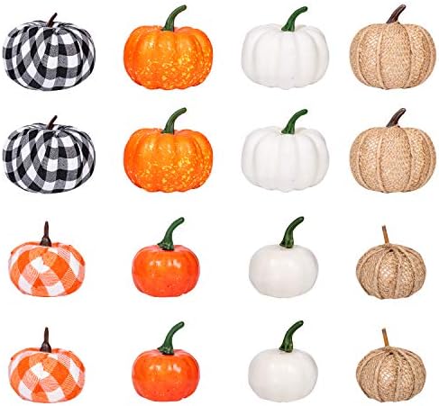Ueerdand 16 PCS Fall Decor Assorted Sizes Artificial Pumpkins Burlap Faux Foam Pumpkin for Harvest Autumn Season Halloween Thanksgiving Holiday Festive Embellishing and Displaying - Image 4
