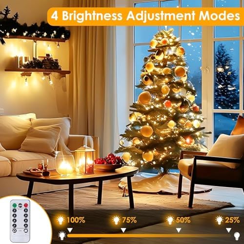 2 Pack 66FT 200 LED Fairy Lights with Remote, Plug in Twinkle Lights - Image 5