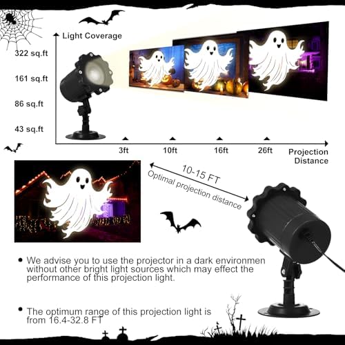 Treela Halloween Projector Light Outdoor Cute Ghost Decoration, LED - Image 3