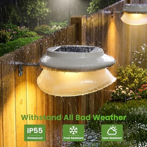 JSOT Solar Deck Lights Perfect for Fence, Deck Rail, Wall Décor-Warm White 6P-White - Image 3