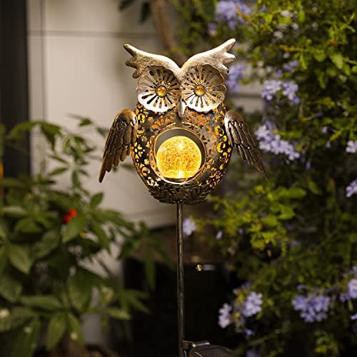 Go2garden Solar Lights Outdoor Owl Garden Gifts Mom Metal Stakes Lights for Lawn Ornaments, Yard Art, Pathway Decorations,Birthday Mothers' Day Gift for Grandma Wife (Bronze) - Image 5