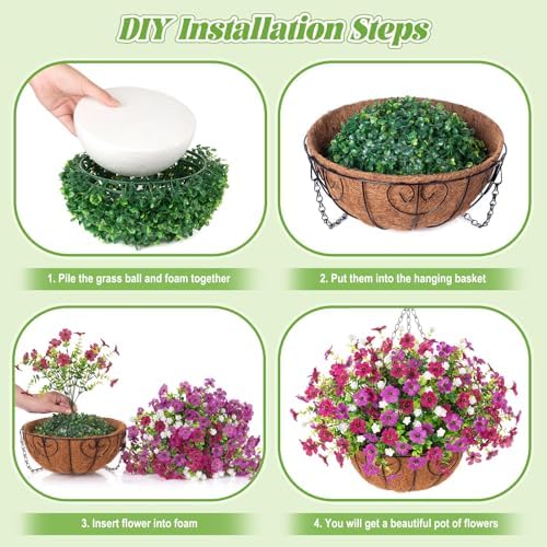 Ammyoo Artificial Mums Fake Flowers Basket for Outdoor Decor - Image 7