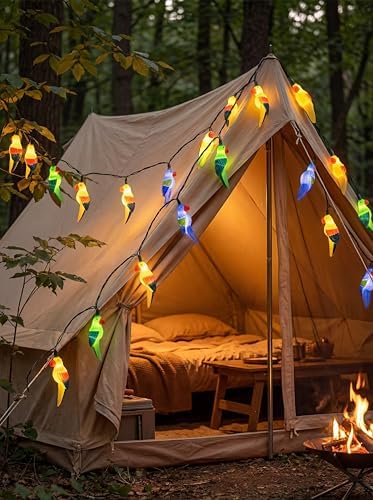 Outdoor Tropical Parrot String Lights Plug in, 8.5Ft Outdoor Hawaiian Decorative Patio String Lights with 10 Colorful Parrot Lights, Hanging Novelty Bird Lights for Deck Backyard Trees Stair Party - Image 4