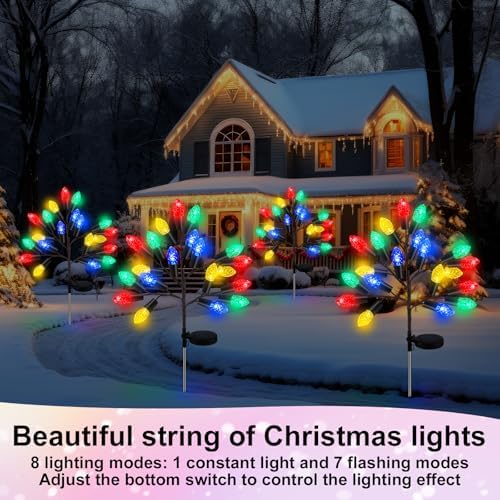Glooglitter 4 Pcs Christmas Solar Pathway Lights Outdoor Decorations - Image 6