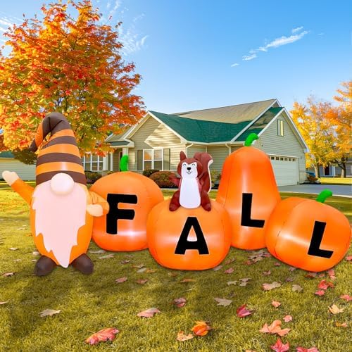 7FT Fall Inflatables Outdoor Decorations Blow Up Pumpkin with Built-in LEDs by TURNMEON