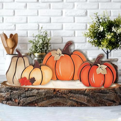 3PCS Wooden Pumpkin Set, Fall Decor Thanksgiving Table Centerpiece - Image 4