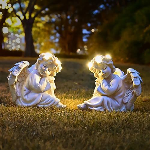 Garden Angel Statue Outdoor Decor Angel Solar Light Outside Decorations by Juliahestia