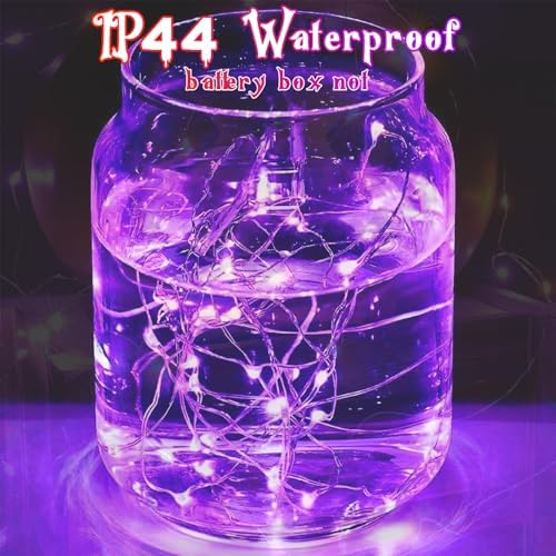 4 Pack Fairy Lights Battery Operated Halloween String Lights Timer Purple - Image 2