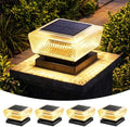 4x4 Solar Post Cap Lights Outdoor 4 Pack, 3000K Warm Fence Deck Post Solar Lights with Upgrade Solar Panel, Waterproof Solar Post Caps for 3.5x3.5, 4x4, Wooden & Vinyl Posts, Porch Patio Garden Use by Unknown