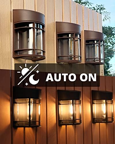 Solar Fence Lights, 8 Pack Deck Light Waterproof Solar Outdoor Lights for Garden Fence Post Backyard Decor, Brown - Image 5