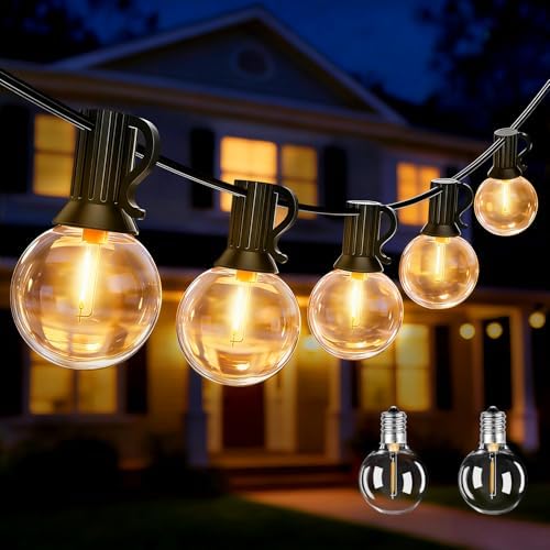 Ollny Outdoor String Lights, 49FT Patio Lights with 27 Shatterproof G40 Edison Bulbs, Waterproof Outdoor Hanging Light for Porch, Backyard, Garden, 2700K by Ollny