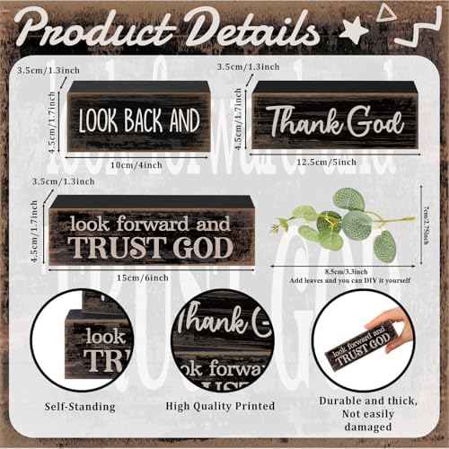 Lineshading 4 Pcs Christian Wooden Block Signs Farmhouse Centerpiece - Image 3