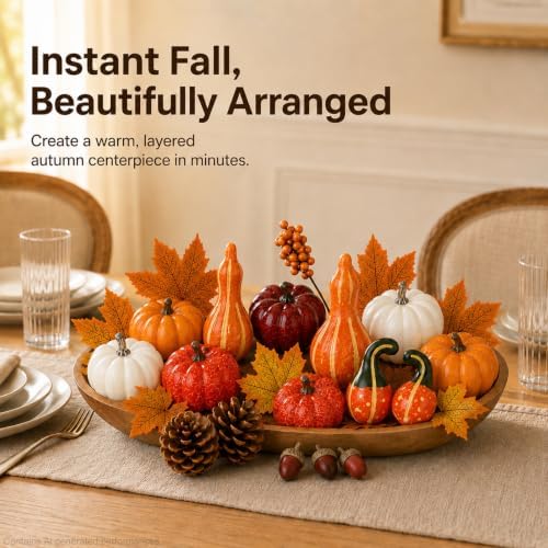 ShellKingdom Artificial Pumpkin Set for Halloween Thanksgiving Fall Harvest - Image 3