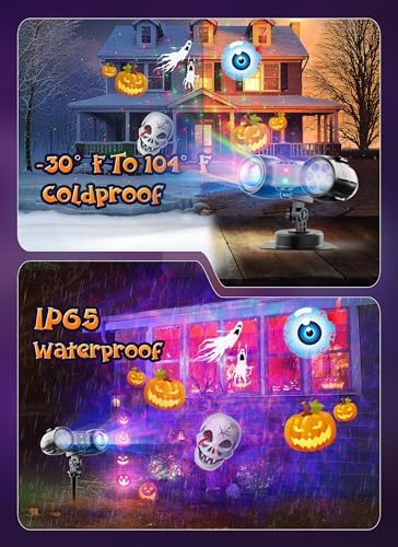3 in 1 Halloween Christmas Projector Lights Outdoor 21 HD Effects (3D Ocean Wave + Patterns+Red Green) Waterproof with Timer Halloween Landscape Lights for Indoor Holiday - Image 4