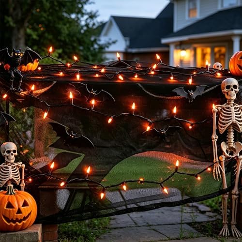 2 Pack Orange Halloween Lights, 100 Count, Incandescent Mini Halloween String Lights Outdoor, Black Wire Connectable Tree Light for Garland Christmas Thanksgiving Holiday Patio Home Decor - Image 6