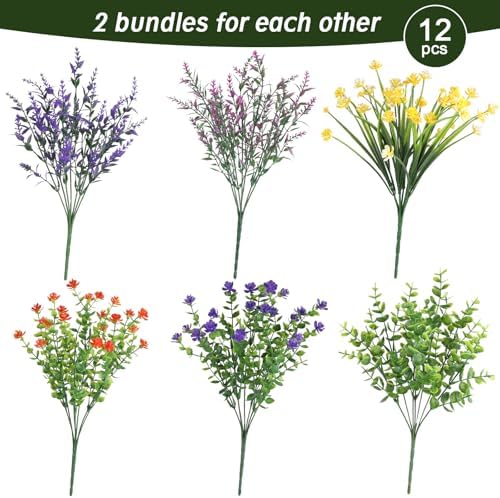 UV Resistant Artificial Flowers for Outdoors, 12PCS Mix - Image 2