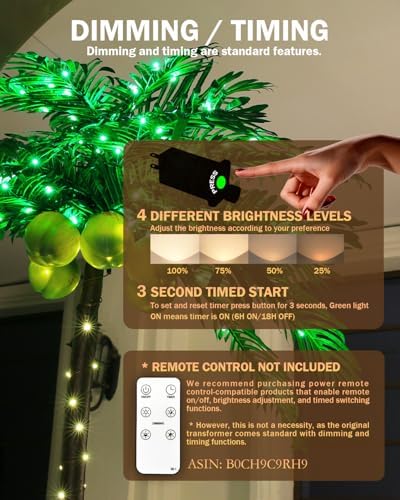 TYBEEU 5ft Lighted Palm Tree with 136 LED Lights & Glowing Coconuts - Image 2