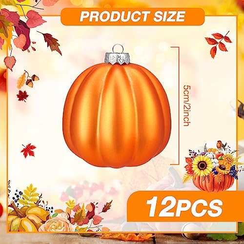 Tigeen 12 Pcs Fall Pumpkin Tree Ornaments Autumn Hanging Decor, Classic - Image 3