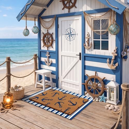 Drydiet Coastal Nautical Welcome Door Mat Outdoor Non Slip Layered - Image 5