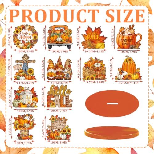 Wesiti 12 Pcs Fall Thanksgiving Table Decorations, Wooden Autumn Harvest Centerpiece, Pumpkin Gnome Scarecrow Table Topper Decor for Fall Tiered Tray Decor Party Favor - Image 4