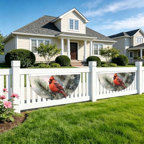 Red Bird Winter Semicircular Hanging Decorative Bunting Flag 2pcs - Image 5