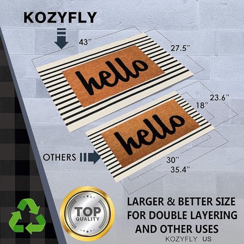 KOZYFLY Black and Beige Striped Porch Rug 27.5x43 Inches Area Rug Washable Outdoor Doormat Front Door Mat Cotton Striped Indoor Outdoor Rug for Front Door Kitchen Entryway Patio Porch - Image 2