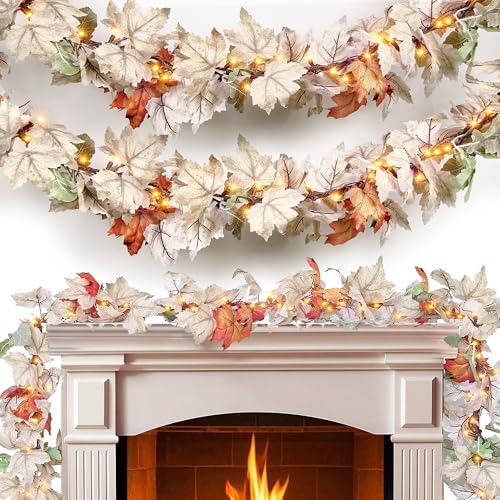 Fall Decorations for Home 9FT Plug in Fall Lights with 50 Warm Incandescent Bulbs UL Certified Connectable Lighted Thanksgiving Garland for Indoor Outdoor Autumn Halloween Harvest Decorations by Meknow