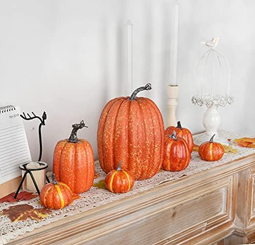 DearHouse 7Pcs Thanksgiving Artificial Pumpkin Home Decoration Sets, Artificial Vegetables Pumpkin for Fall Halloween Home Decor - Image 7
