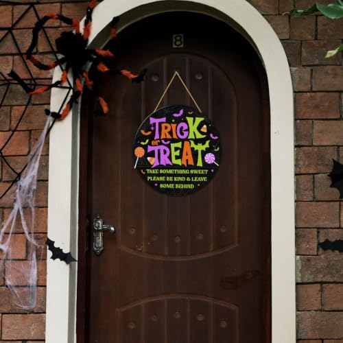Trick or Treat Halloween Candy Sign Halloween Door Decor for Home - Image 3