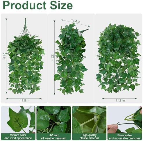 Faux Outdoor Plants Fake Hanging Plants for Outdoors Outside Decorations, 2 Pcs Green Fake Ivy Vines Realistic UV Resistant Artificial Greenery for Planters Porch Garden Yard Front Door Patio Indoor - Image 6