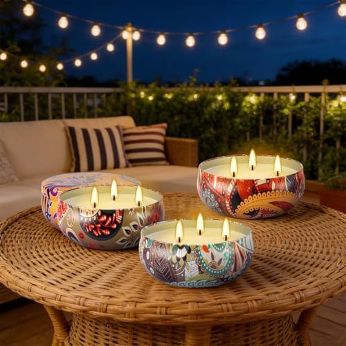 Set of 4 Large 13.5 oz Scented Citronella Candles Outdoor, Natural Soy Wax Floral Tin Candles with Cotton Wicks, Smokeless & Dripless for Patio Garden Camping, Summer Housewarming Gift - Image 7