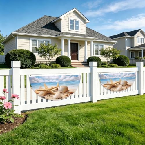 Starfish Blue Sky Semicircular Hanging Decorative Bunting Flag 2pcs - Image 5