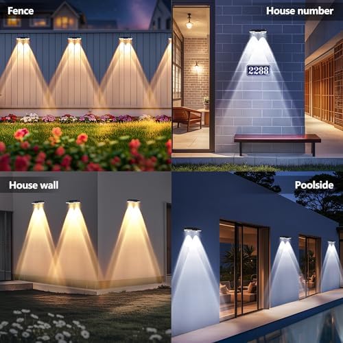 Brizled 12 Pack Solar Fence Lights Outdoor, 300/4000/6000K 3 Modes Fence Lights Solar Powered with LED Focus Lens, Outdoor Fence Lighting Wall Light Waterproof for Outside Backyard Patio Railing Deck - Image 5