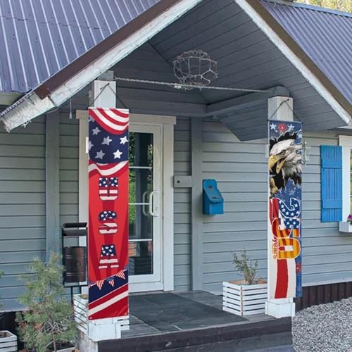 doginthehole 250th Anniversary USA Door Banner Patriotic Bald Eagle 250 Years Porch Sign Memorial Day American Flag Front Door Decorative Hanging Banner 2pcs USA Decoration Home Outdoor Yard Decor - Image 2