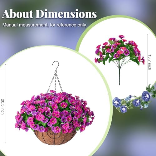 Ammyoo Artificial Fake Hanging Flowers with Basket for Spring Summer Decor - Image 3