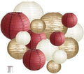Round Hanging Paper Lanterns Burgundy and Gold Party Decorations15pcs by zilue