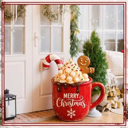 Beeveer Christmas Wooden Standing Front Door Porch Sign Hot Cocoa Gingerbread Man Welcome Standing Vintage Christmas Welcome Decor for Home Farm Front Door Yard Sign - Image 6