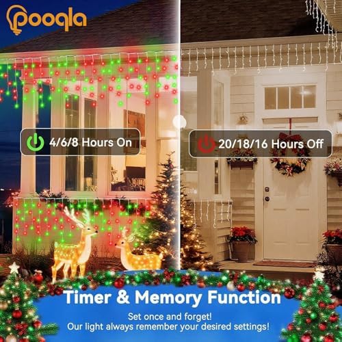Pooqla 35 Colors Icicle Lights for Outside, 88FT Icicle Christmas Lights - Image 5