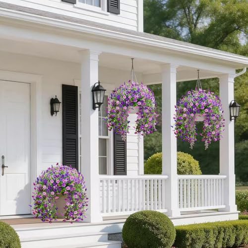 Artificial Fake Hanging Flowers for Outdoors 2PCS (Purple Deep Purple) - Image 3