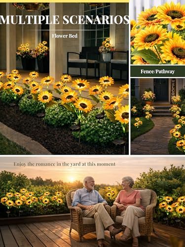 GIGALUMI Solar Sunflower Decor, 2 Pack LED Sunflower Gifts for Women - Image 6