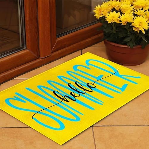 Summer Door Mat for Front Door Sunshine Welcome Doormat Non-Slip Washable Summer Outdoor Mat Entry Rug for Indoor Outdoor Home Summer Decorations 17 x 30 Inch - Image 4