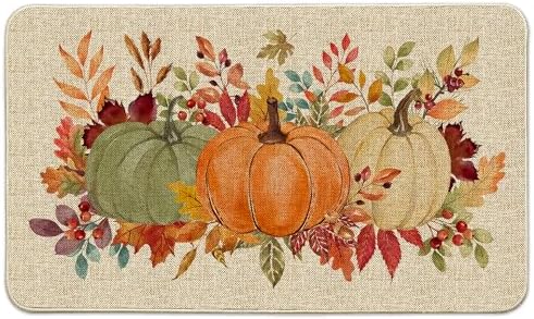 Hexagram Fall Door Mat 17x29 Inch, Orange Pumpkin Fall Doormat by Hexagram