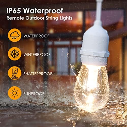 Mlambert 3 Colors 48FT Outdoor String Lights with Remote, 3 Modes, White - Image 3
